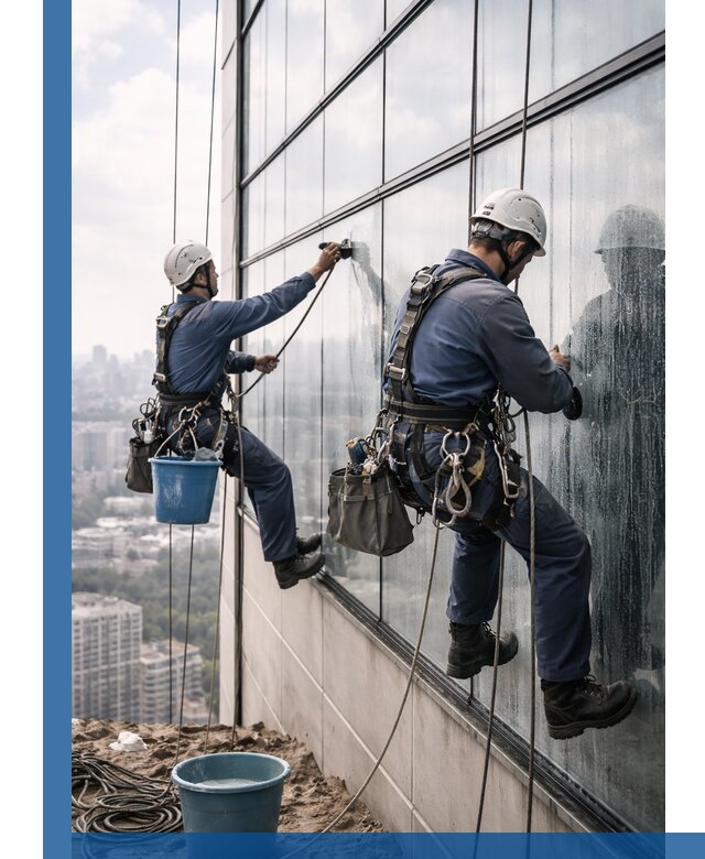 Профессиональная мойка фасадных окон альпинистами в Воронеже