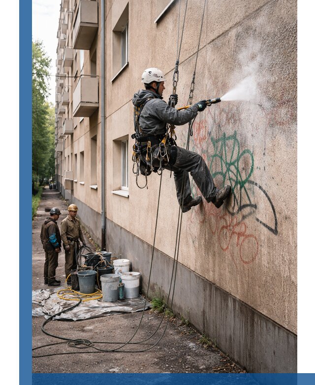 Удаление граффити с фасада в Воронеже без следов и повреждений