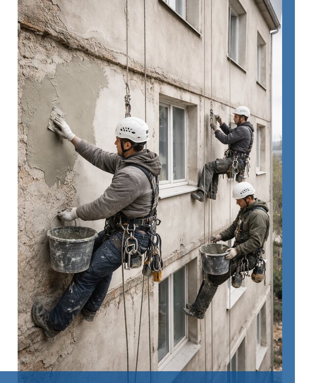 Ремонт штукатурного фасада в Воронеже от 806 р. под ключ | ВЫСОТНИК-Врн