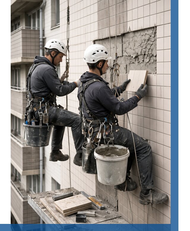 Ремонт облицовки фасада плиткой в Воронеже от 1933 р. | ВЫСОТНИК-Врн