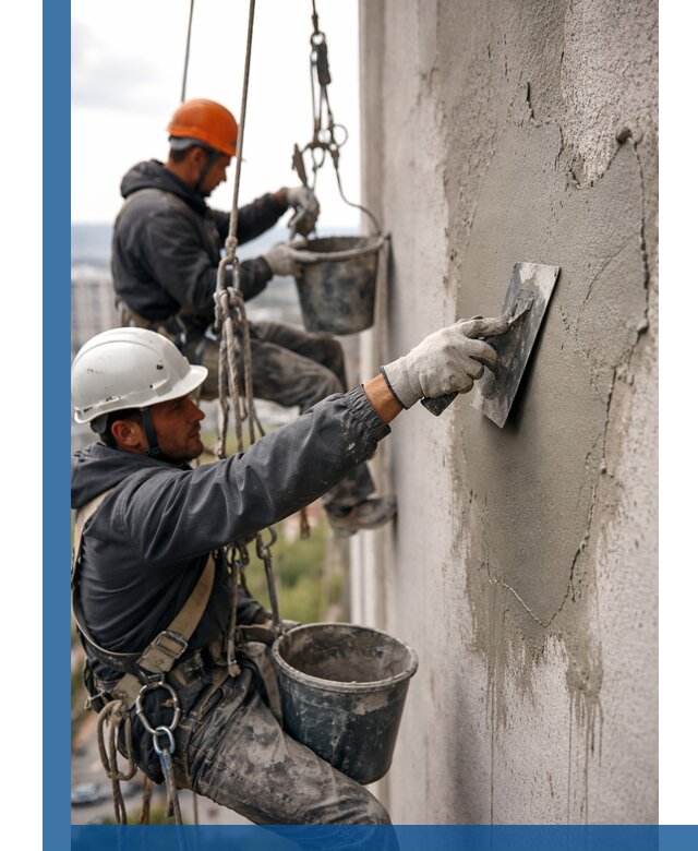 Штукатурка фасада на высоте в Воронеже профессиональные работы