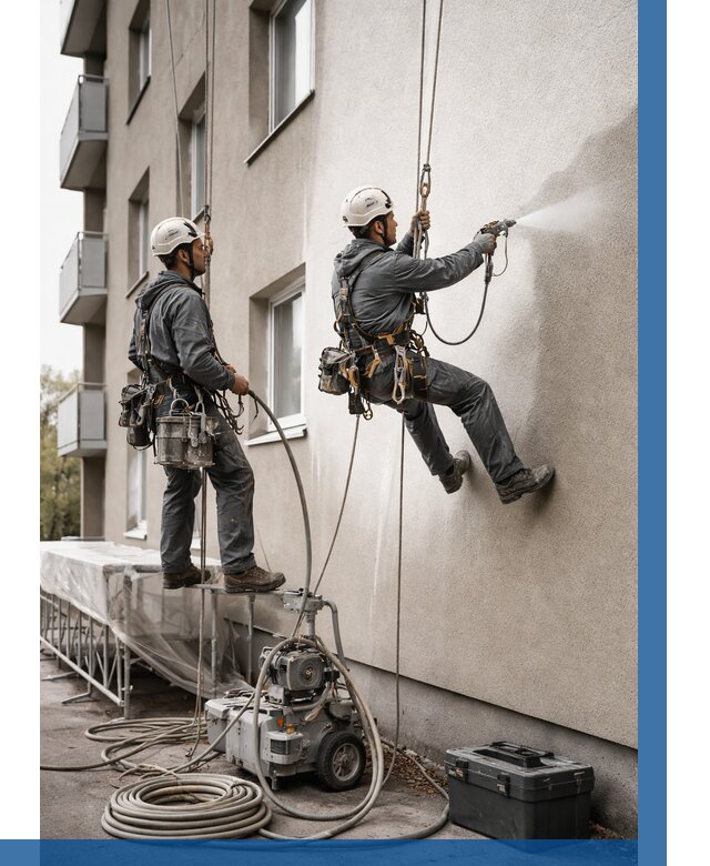 Безвоздушная покраска фасада в Воронеже от 236 р/м² | ВЫСОТНИК-Врн