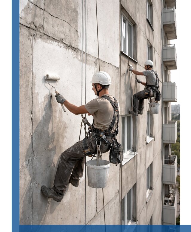 Покраска бетонного фасада в Воронеже для жилых и промышленных объектов