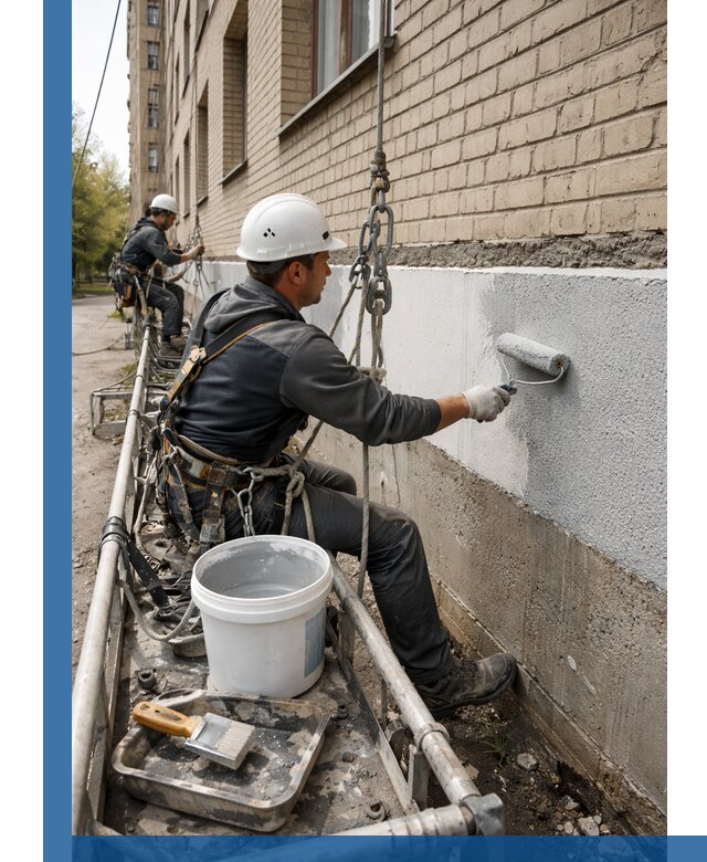Окраска цоколя здания в Воронеже профессионально и надежно