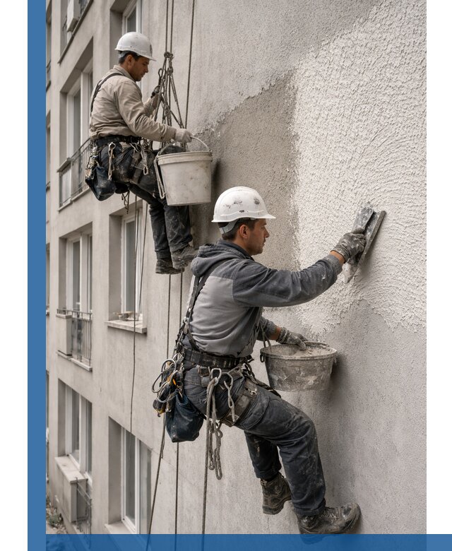 Нанесение декоративной штукатурки короед на фасад в Воронеже