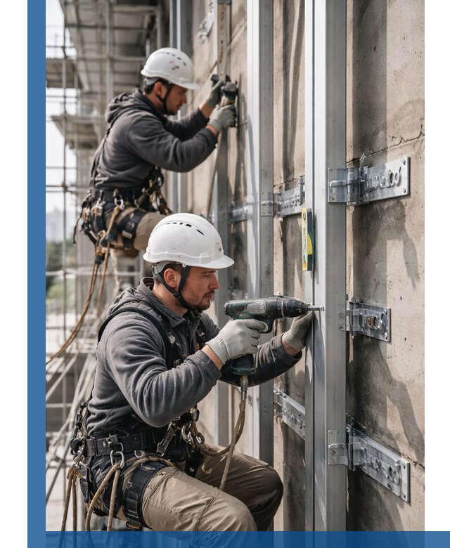 Монтаж и крепление подсистемы вентфасада в Воронеже