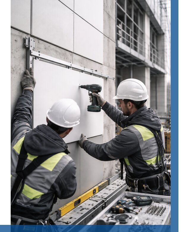 Монтаж композитных панелей фасада в Воронеже от 2685 р. | ВЫСОТНИК-Врн