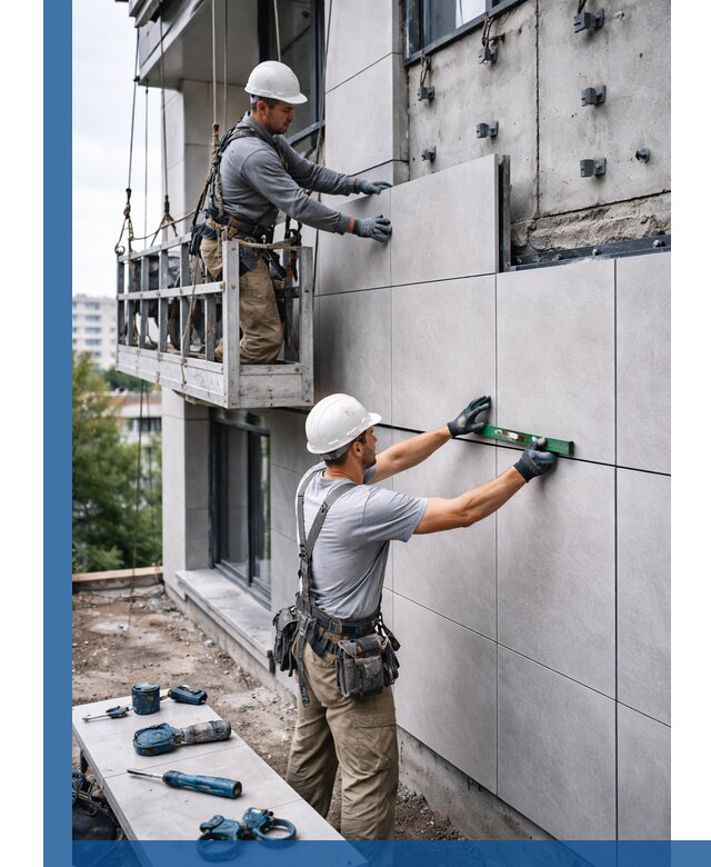 Монтаж керамогранита на фасад в Воронеже под ключ с гарантией качества