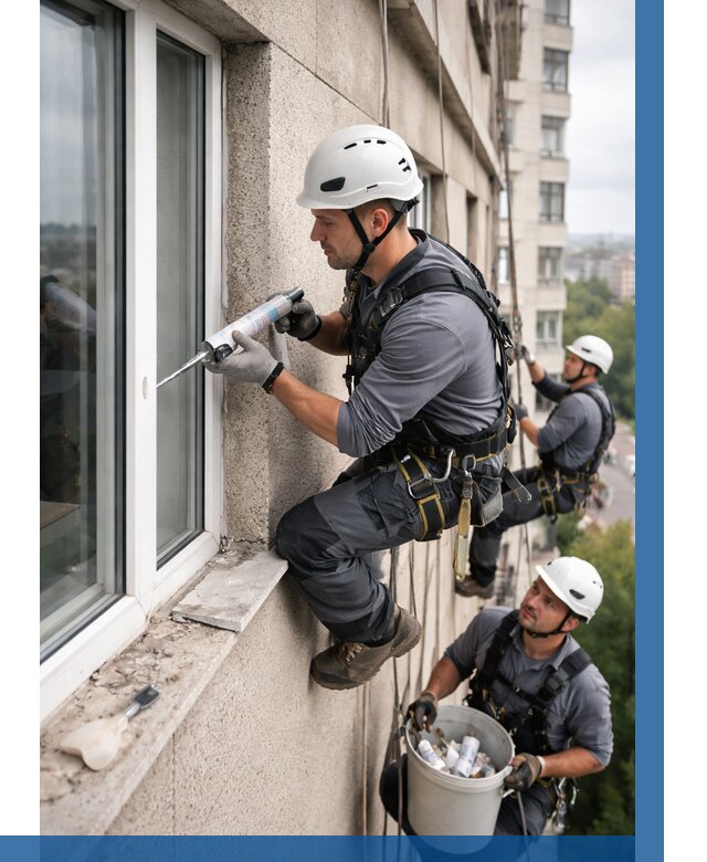 Герметизация оконных швов снаружи в Воронеже от 1611 р. | ВЫСОТНИК-Врн