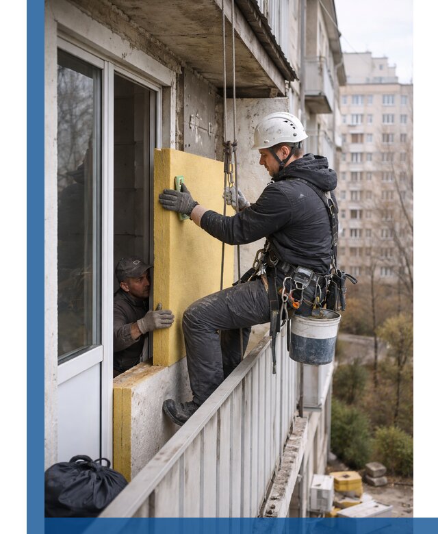 Профессиональное утепление балкона снаружи в Воронеже под ключ