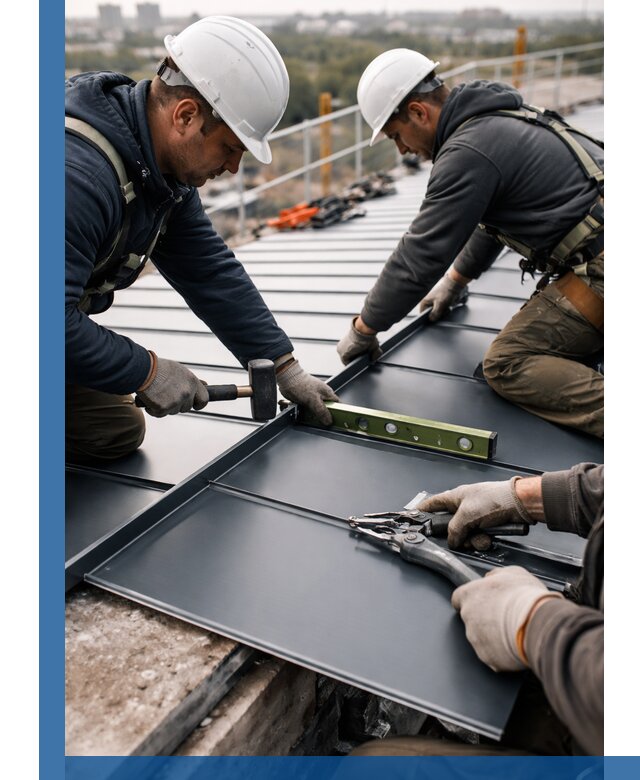 Монтаж фальцевой кровли в Воронеже для промышленных зданий