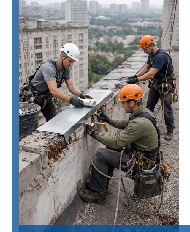 Ремонт парапета на кровле в Воронеже, высотные работы с гарантией