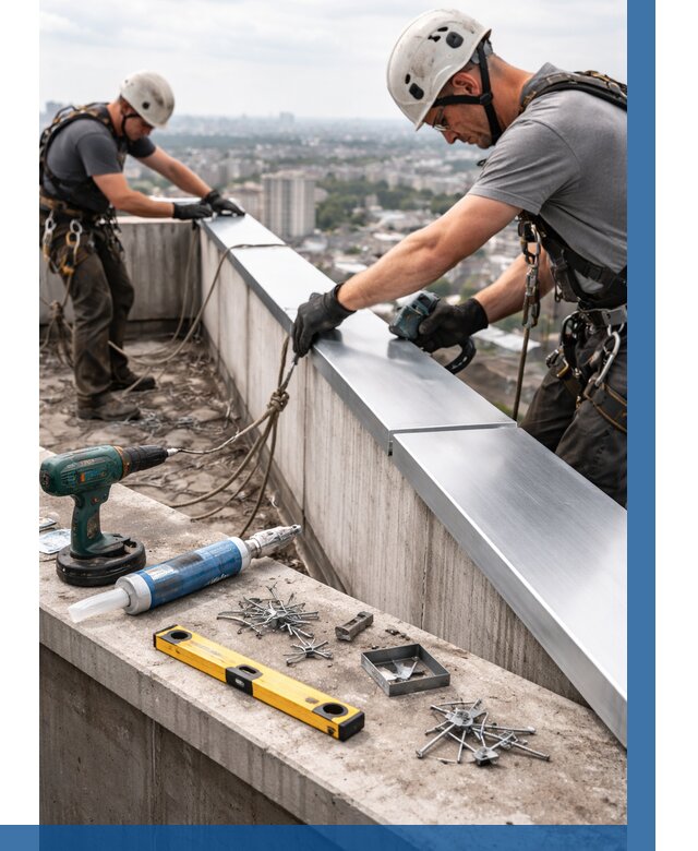 Монтаж парапетных крышек в Воронеже от 859 р. | ВЫСОТНИК-Врн