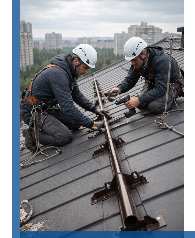 Монтаж снегозадержателей на кровле зданий в Воронеже под ключ