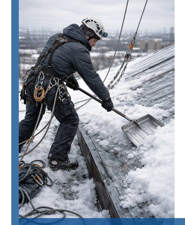 Профессиональная очистка кровли от снега и наледи в Воронеже