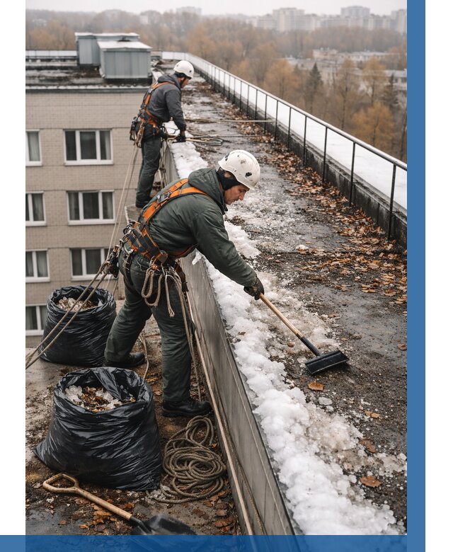 Очистка кровли по периметру в Воронеже от 591 р. | ВЫСОТНИК-Врн
