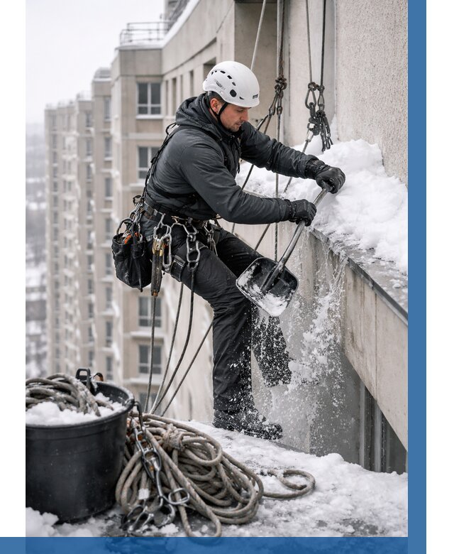 Очистка карнизов от снега в Воронеже от 322 р. | ВЫСОТНИК-Врн