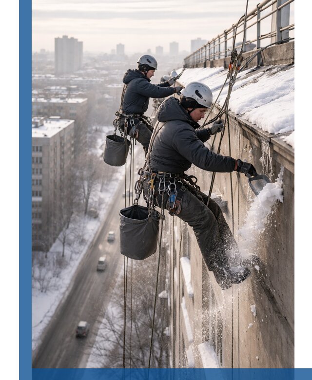 Очистка карнизов от снега в Воронеже профессионально и безопасно