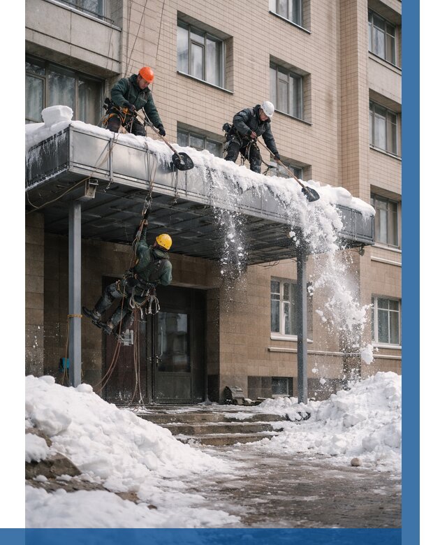 Очистка козырьков от снега в Воронеже от 3759 р. | ВЫСОТНИК-Врн