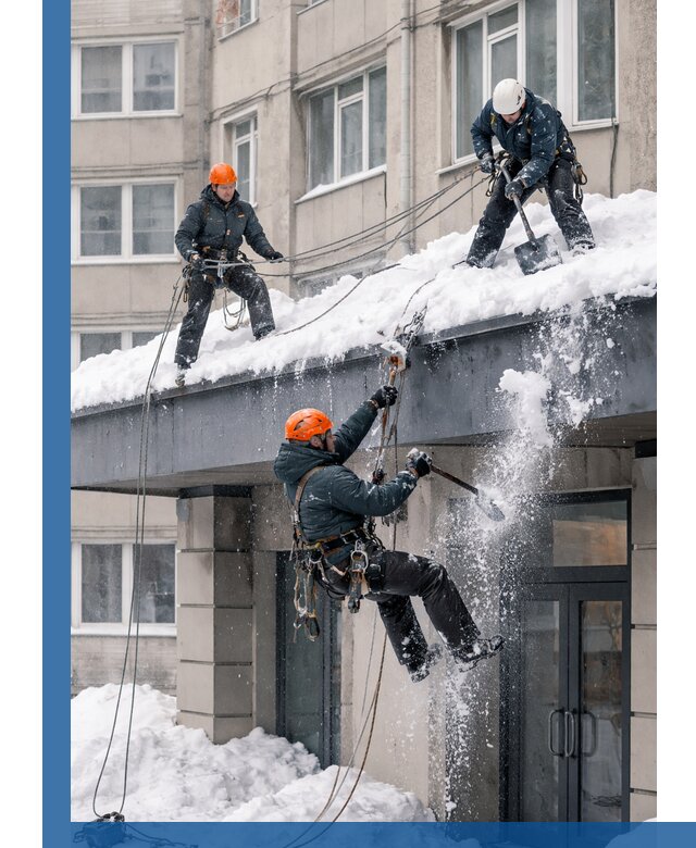 Безопасная очистка навесов от снега в Воронеже круглогодично