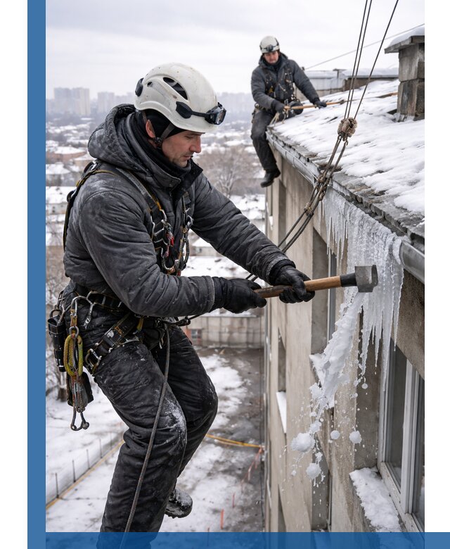 Сбивание и удаление сосулек с крыши в Воронеже безопасно