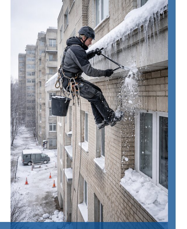 Удаление наледи с карнизов в Воронеже от 376 р. | ВЫСОТНИК-Врн