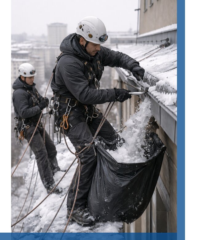 Аварийная очистка крыши в Воронеже под ключ от 322 р. | ВЫСОТНИК-Врн