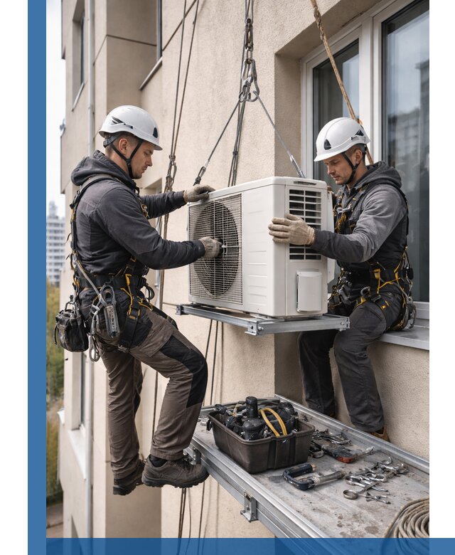 Перенос внешнего блока кондиционера в Воронеже с монтажом и крепежом