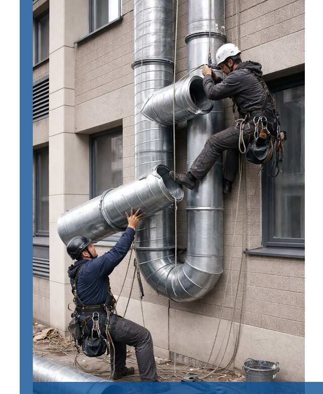 Монтаж фасадных воздуховодов в Воронеже с герметизацией и крепежом