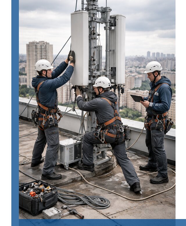 Монтаж антенн связи на крыше в Воронеже с вводом в эксплуатацию