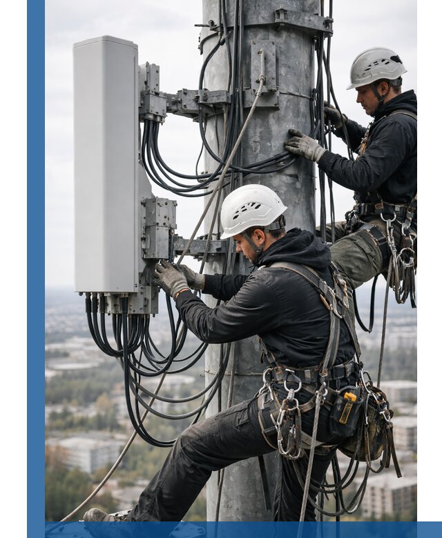 Монтаж оборудования связи на мачте в Воронеже с пусконаладкой