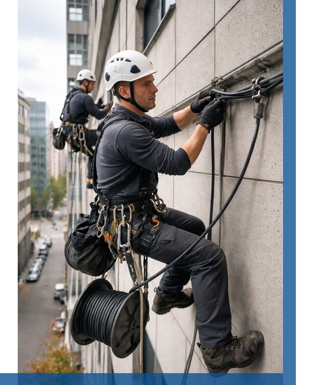 Прокладка кабеля по фасаду в Воронеже от 376 р. | ВЫСОТНИК-Врн