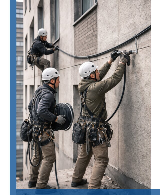 Прокладка кабеля по фасаду в Воронеже, профессиональный монтаж