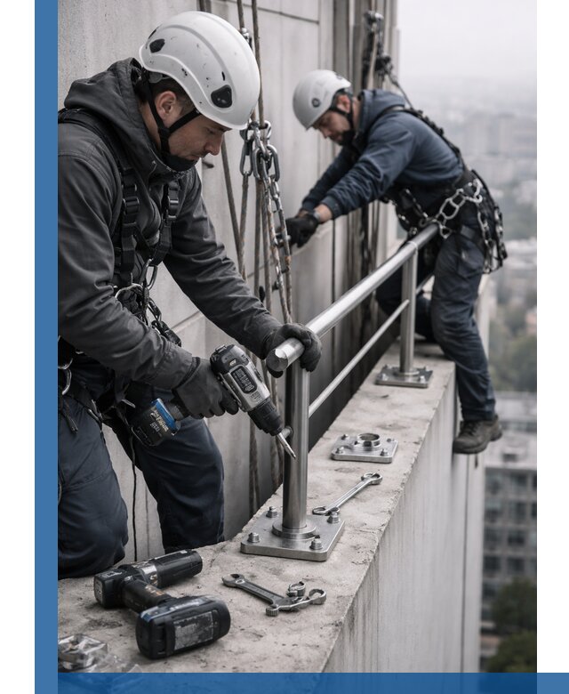 Монтаж перил на высоте в Воронеже для жилых и промобъектов