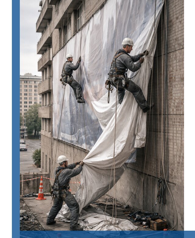 Демонтаж баннеров с фасада в Воронеже оперативно и безопасно