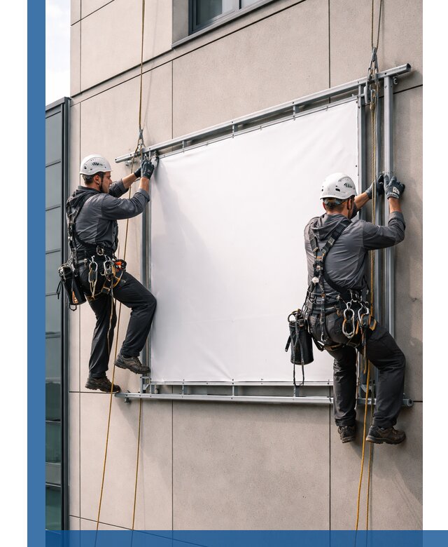 Монтаж наружной рекламной вывески в Воронеже под ключ