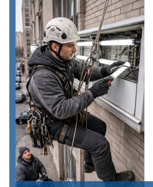Профессиональная замена ламп в наружной вывеске в Воронеже