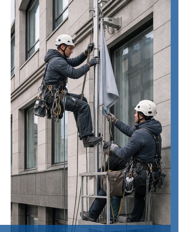 Установка флагов на фасаде в Воронеже от 4833 р. | ВЫСОТНИК-Врн