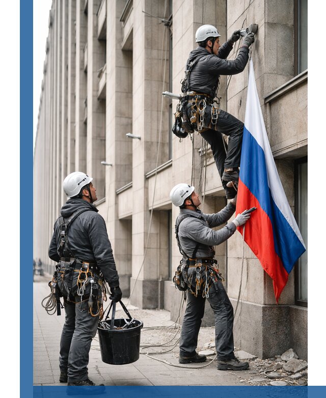 Профессиональная установка флагов на фасаде в Воронеже