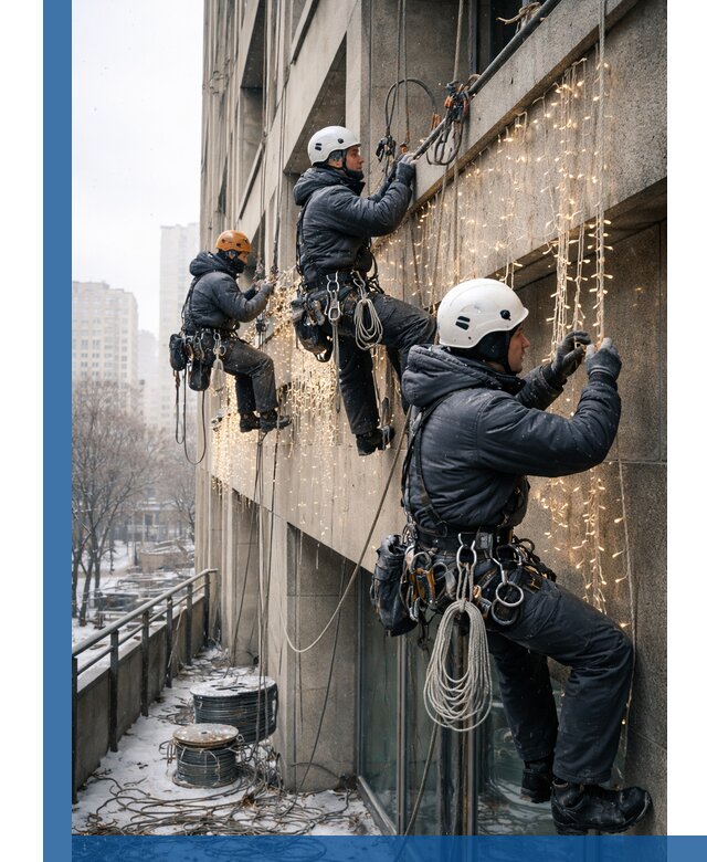 Монтаж новогодней иллюминации и украшение фасадов в Воронеже