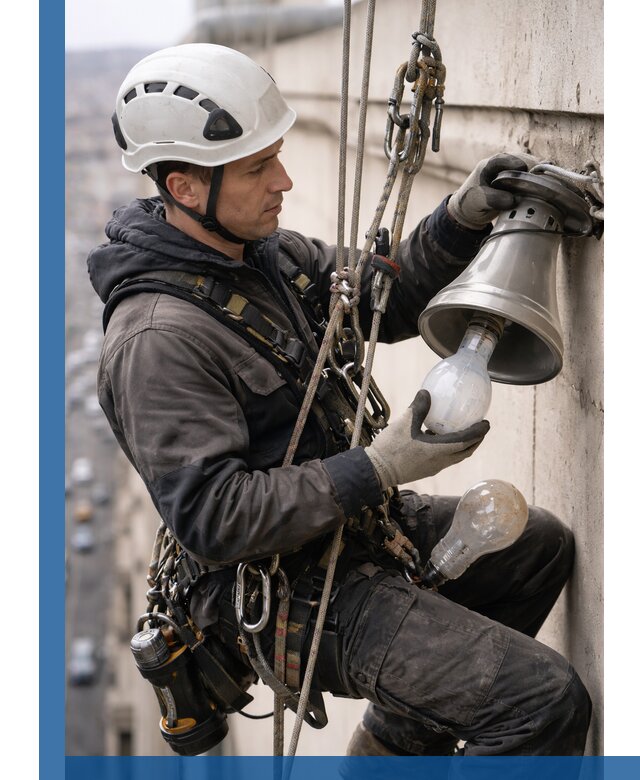 Замена ламп на высоте в Воронеже профессионально и быстро