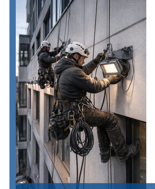 Монтаж фасадного освещения в Воронеже установка и подключение