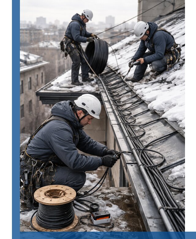 Монтаж греющего кабеля на кровле в Воронеже под ключ