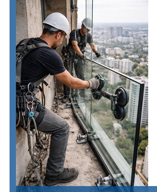 Монтаж стеклянных ограждений под ключ с гарантией в Воронеже
