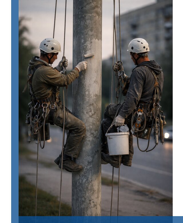 Покраска опор освещения и антикоррозийная защита в Воронеже
