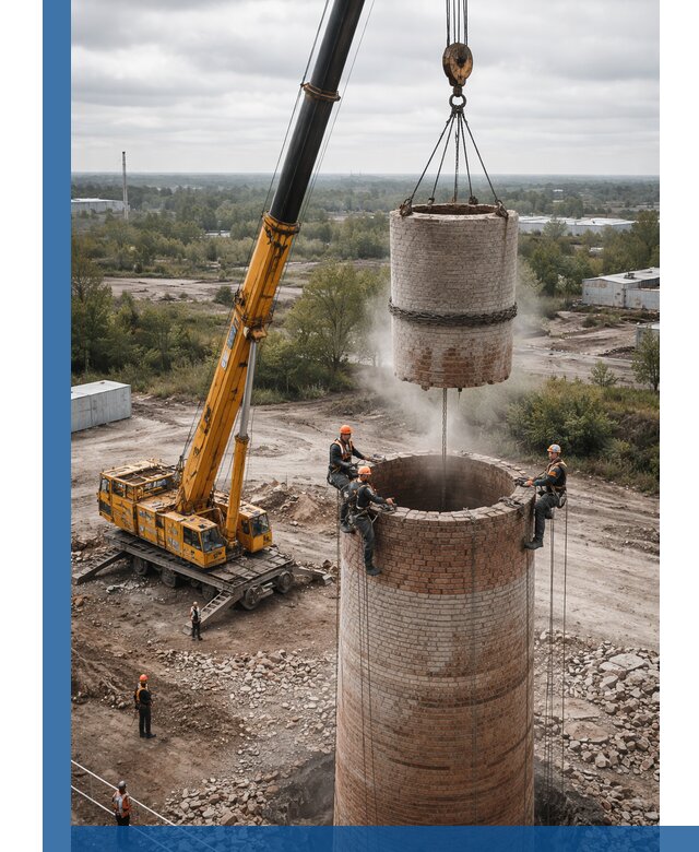 Демонтаж дымовой трубы в Воронеже с гарантиями безопасности
