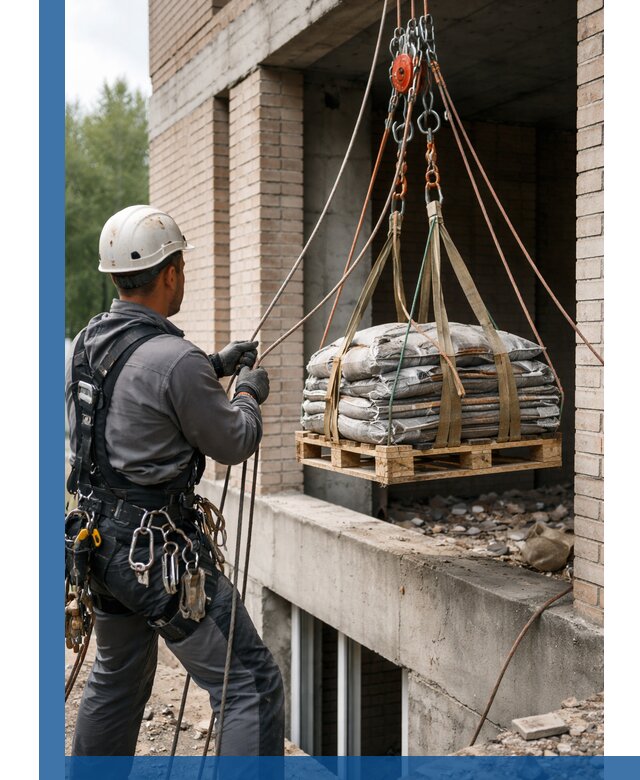 Подъем материалов на этаж веревками в Воронеже оперативно