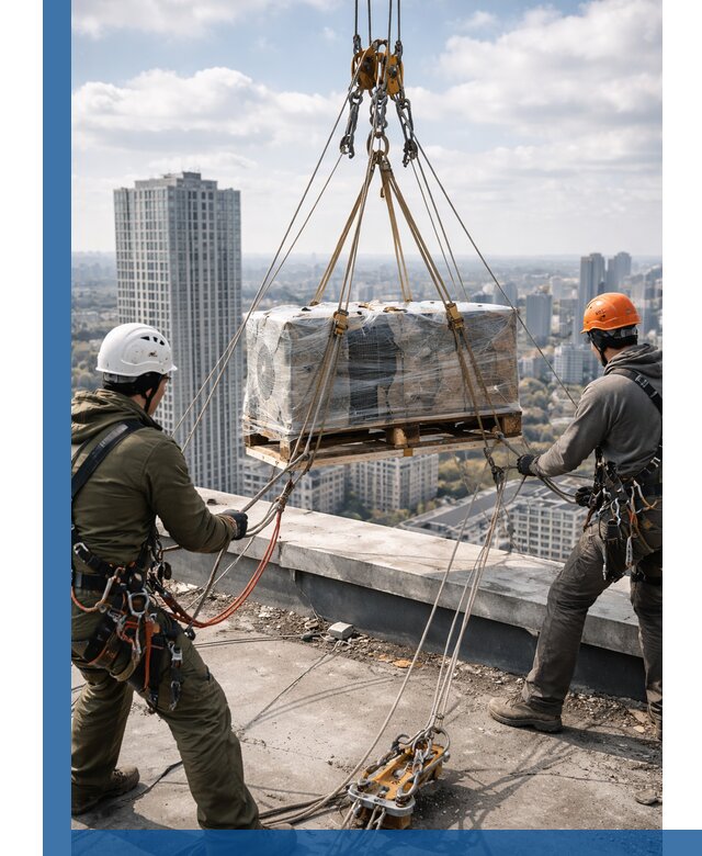 Подъем и монтаж крупногабаритных грузов на крышу в Воронеже