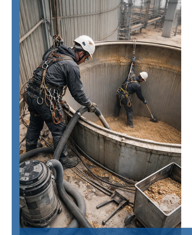 Профессиональная чистка зерновых бункеров в Воронеже с выездом