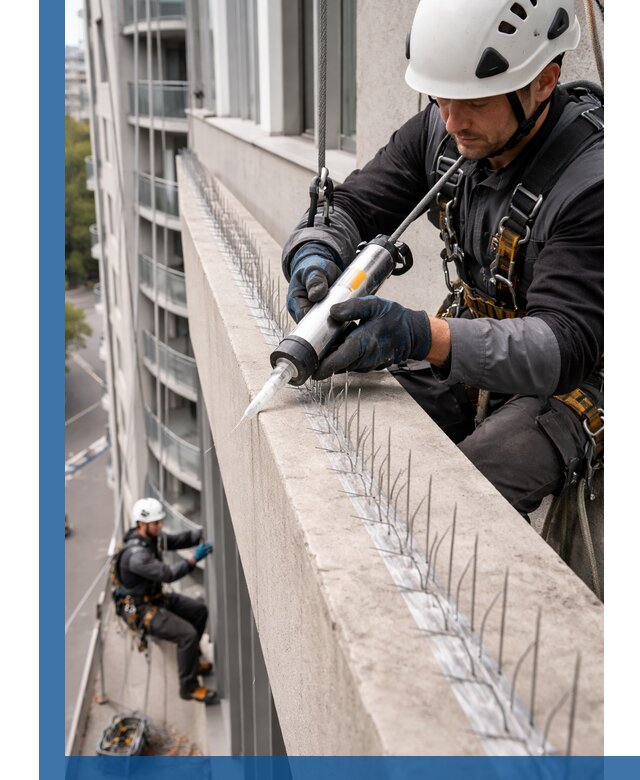 Установка шипов от птиц на фасадах и кровлях в Воронеже